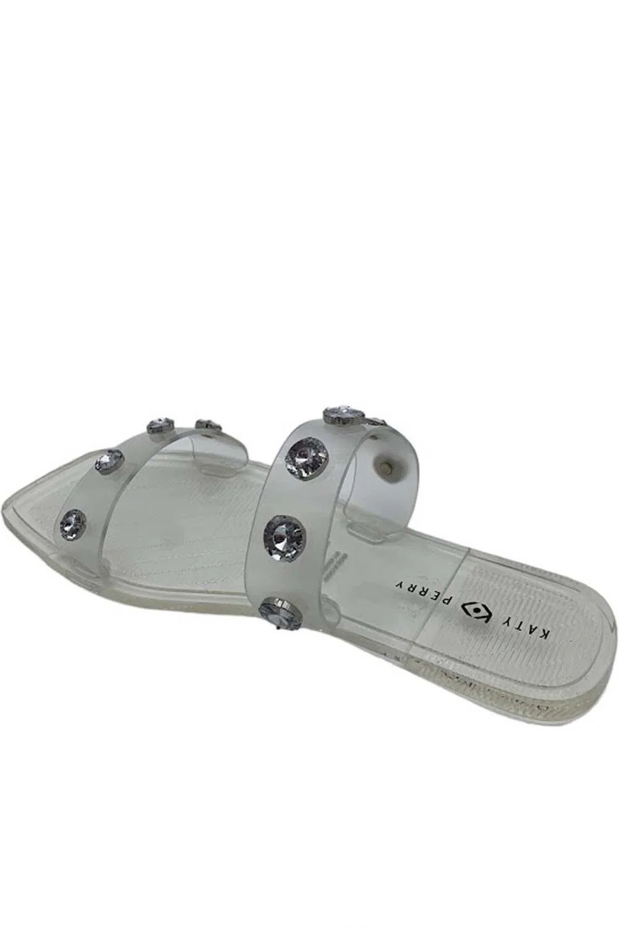 Katy Perry Embellished Square Toe Slide Sandals The Geli Clear - Medium - Picture 3 of 3